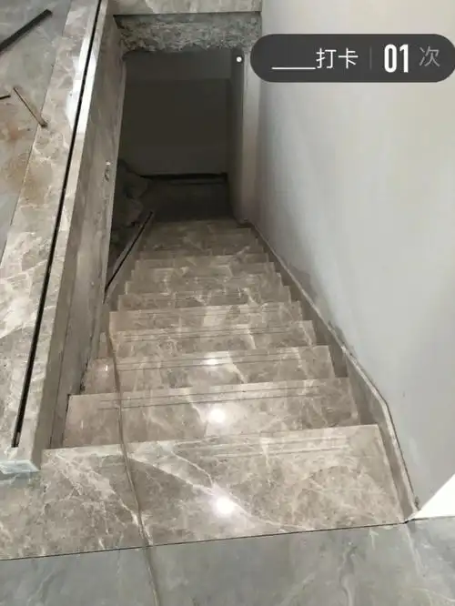 天津南一石材天然大理石云朵拉灰楼梯踏步