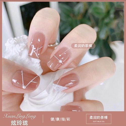 网红款柔润奶茶裸色指甲油胶2021年新款流行色果冻裸粉持久光疗胶