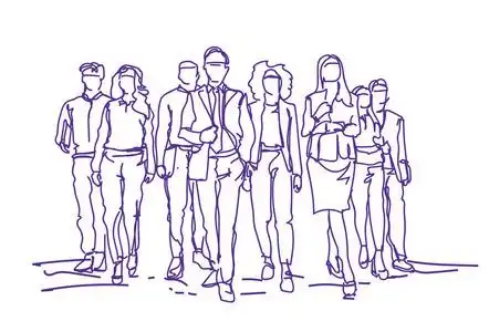 素描商人团队前进的白色背景, 一群手画的商人照片