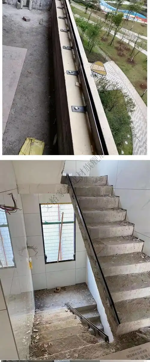定制楼梯阳台无框轨道地槽玻璃扶手碳钢护栏卡槽栏杆玻璃预埋u型槽 65