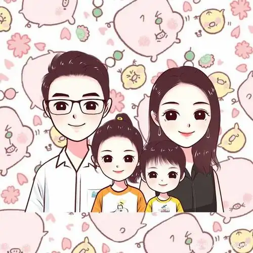 动漫手绘头像,一家四口头像合集,全家福微信头像