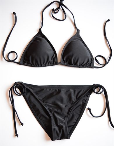 包邮性感泳衣分体泳衣bikini黑色三角杯比基尼显瘦系带女