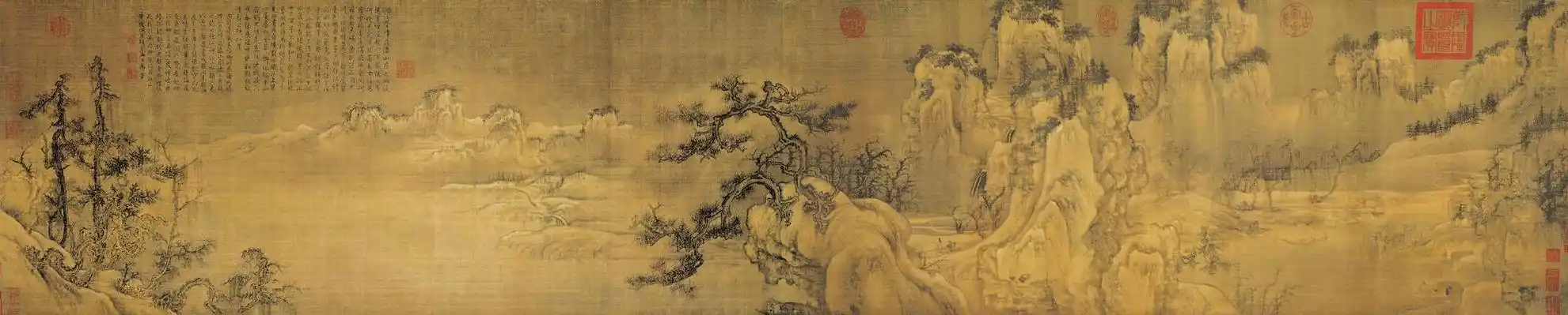 宋王诜渔村小雪图