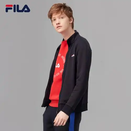 外套fila斐乐男子2019秋季新款休闲立领针织运动茄克