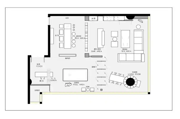 广州135㎡私人会所黑色系金属质感太喜欢