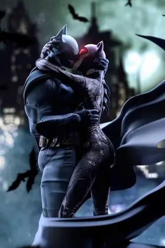 蝙蝠侠和猫女,亲吻,dc漫画 iphone 壁纸