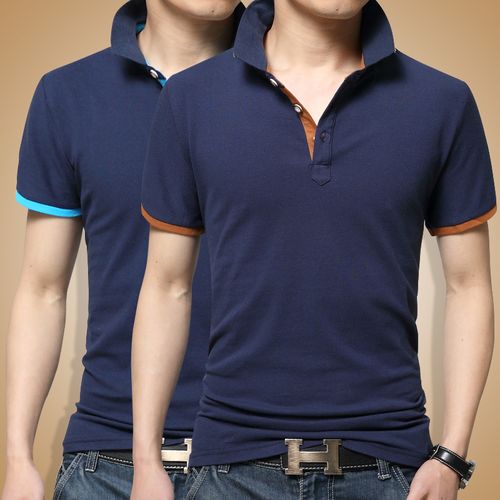 成熟中年男士宽松短袖有领商务t恤男polo衫翻领30-40岁爸爸装纯棉