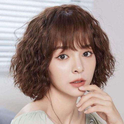 真发头套送妈妈中年女短发真人头发套纹理烫自然蓬松短卷发假发套