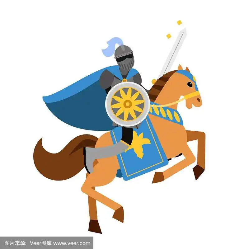 中世纪人物,骑着马的武装骑士