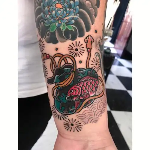 tattoo  #日式传统  #日式纹身  #鲤鱼纹身  #日式老传统小图  #福袋