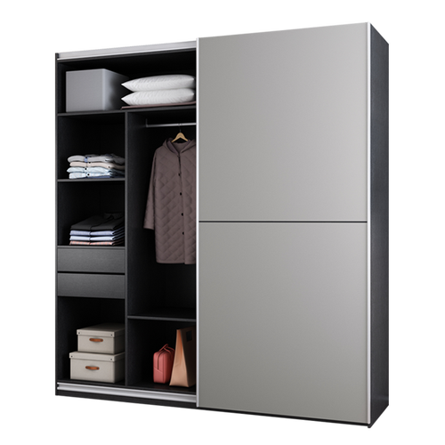 衣柜现代简约家用卧室大衣橱子推拉移门全屋定制灰色北欧储物衣柜
