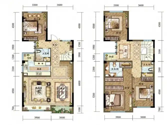 久桓中央美地4室2厅3卫户型图