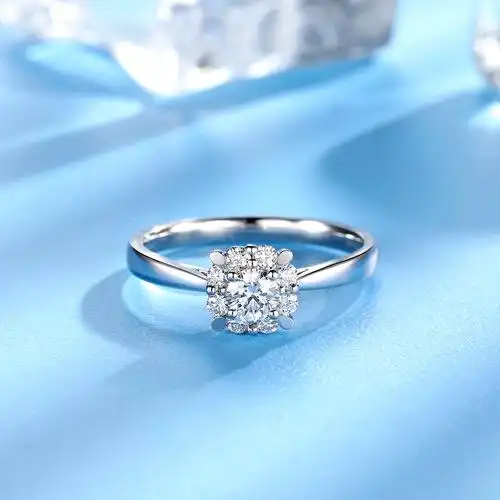 佐卡伊 触电的花火 18k金四爪显钻款钻戒女专柜正品结婚钻石戒指 - 佐