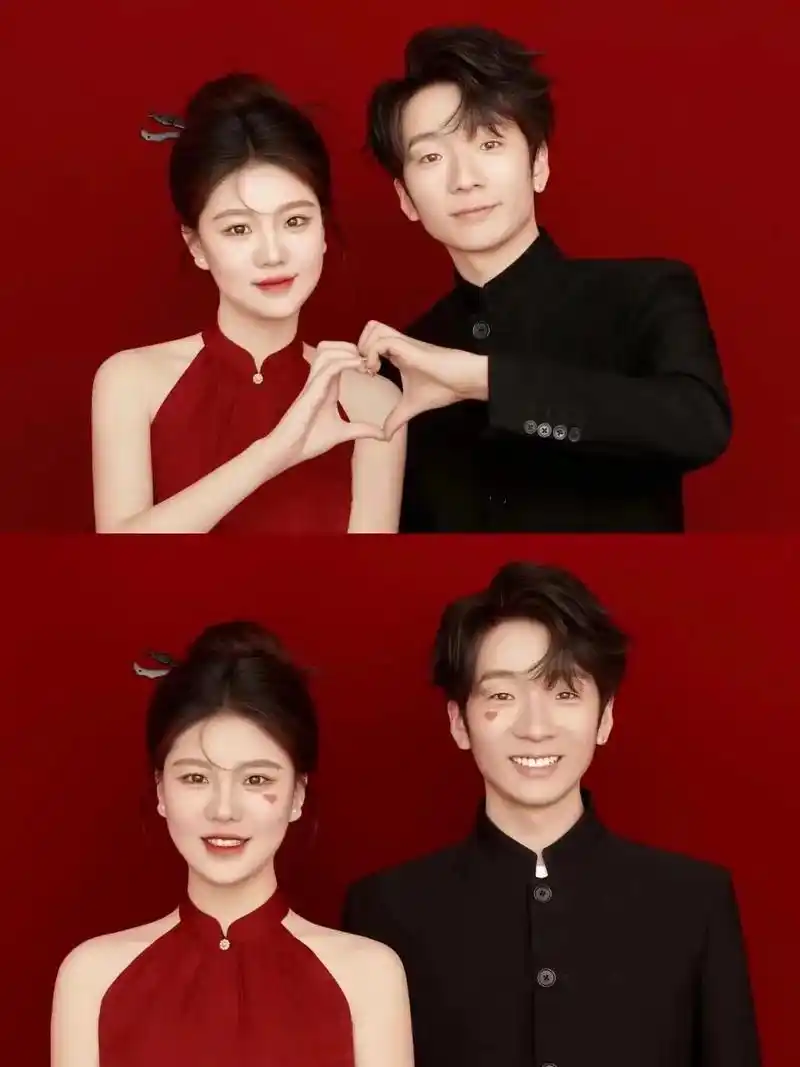 何为喜嫁7815当然是「喜欢就嫁」0699 喜嫁婚纱照纯色红底