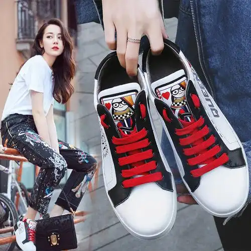 迪丽热巴2018明星同款鞋厚底小白鞋春季百搭松糕网红韩版女鞋潮图片