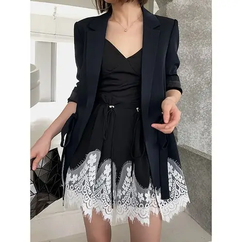 蕾丝西装外套镂空_蕾丝小西装外套长袖_蕾丝西装外套