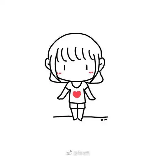 一组治愈系简笔画小女孩by希望三三