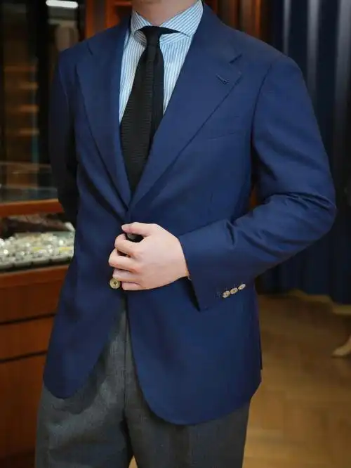 深圳西服定制靛蓝无衬半里轻薄单西