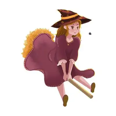 女巫女巫和她的猫头鹰一起熬制神秘魔力药水万圣节人物元素万圣节卡通