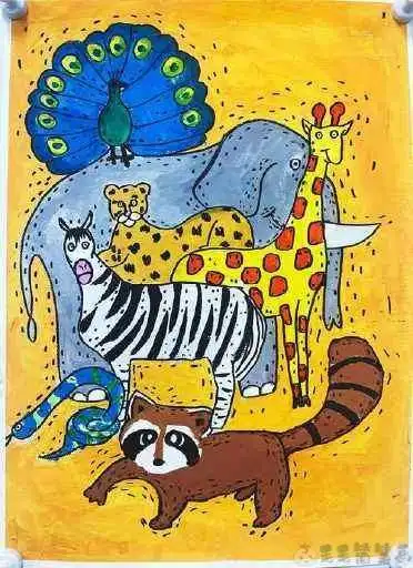 保护野生动物幼儿绘画优秀作品