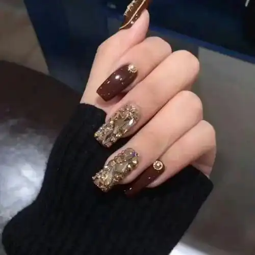 美甲假指甲成品长款片带钻长