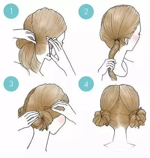 step1: 先将头发一分为二,扎两个低马尾