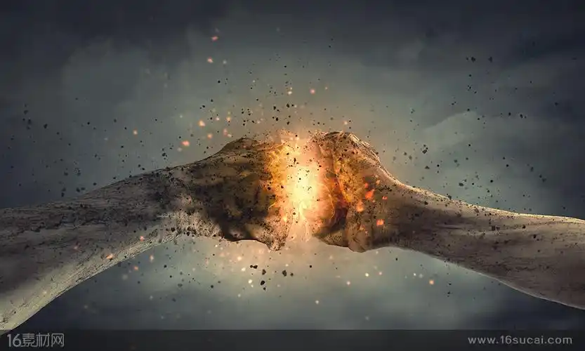 互搏的拳头创意高清图片