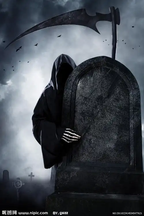 墓碑后的恐怖幽灵图片