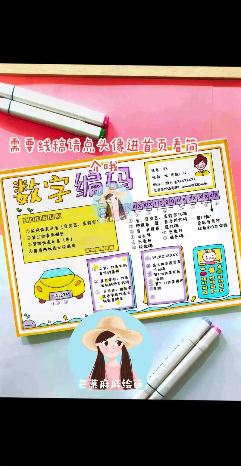 原创手绘数字编码数学手抄报_112 - 抖音