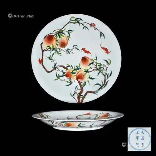 珐琅彩八桃过枝福(蝠)寿盘】拍卖品_图片_价格_鉴赏_清代其它彩釉瓷器