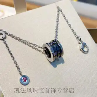 goyn施华洛世奇锆小红人慈善款项链男女情侣黑陶瓷小蛮腰弹簧锁骨链礼