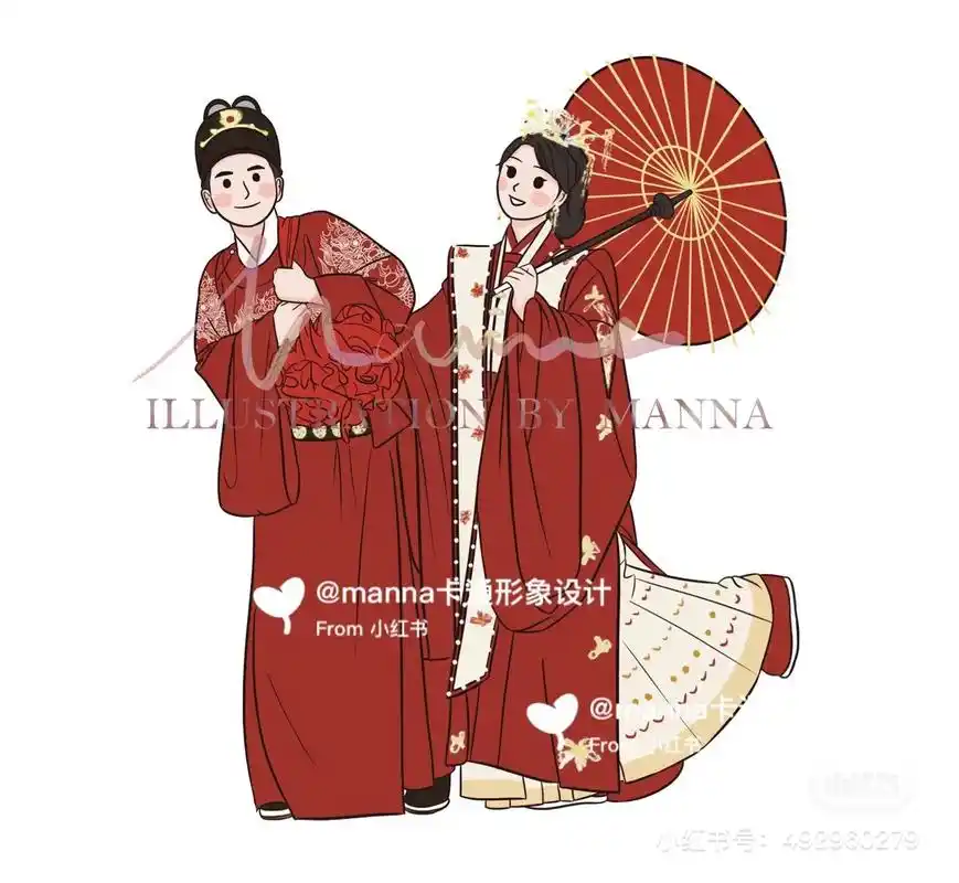 中式婚纱小俏皮浪漫手绘人形立牌又是被夸的一天.宝子的婚纱 - 抖音