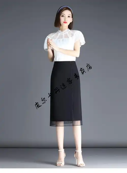 高档女装黑色a字包臀裙半身裙女夏裹裙春款新款职业开叉一步裙气质直