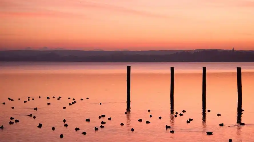 美丽的夕阳湖-风景高清壁纸