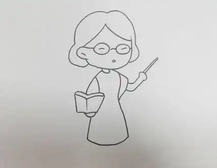 语文老师简笔画女生美丽又好看