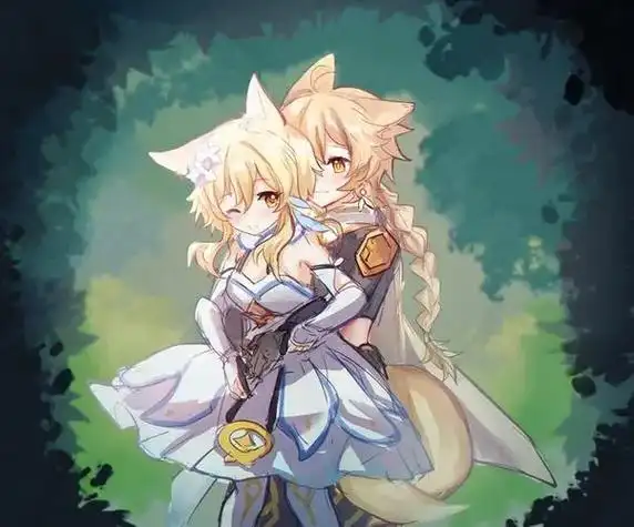 原神 #荧和空的cp图片 #给个赞吧陌生人 - 抖音