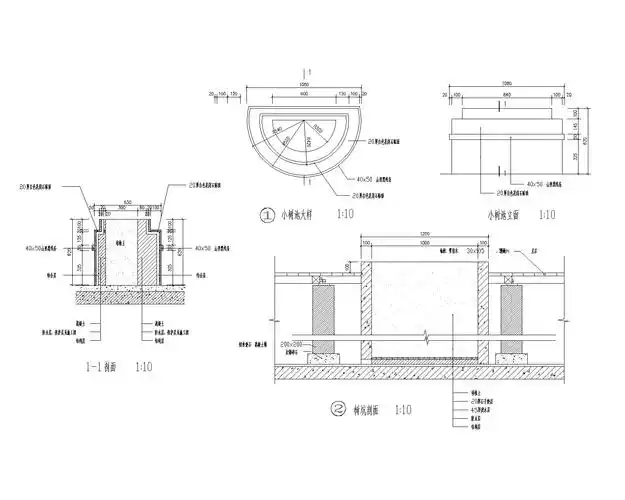 [分享]方形树池坐凳施工图cad资料下载