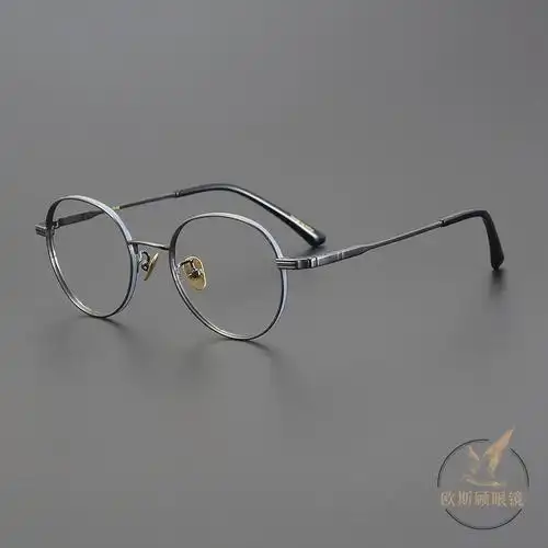 超轻纯钛高度近视眼镜框女可配度数超薄镜片宽边厚边小框圆镜架男