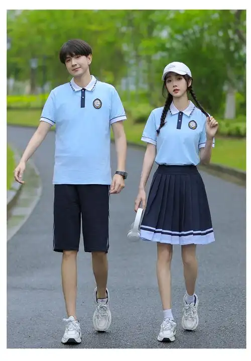 2599#实拍情侣装校服套装学生夏季纯棉短袖毕业照班服中学生 - 17网