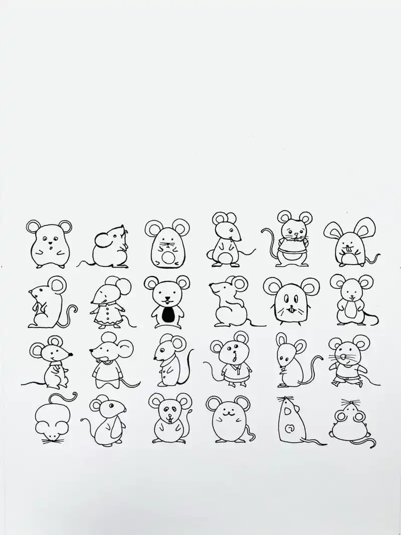 【简笔画】鼠99 分享一组可爱的小老鼠99简笔画 希望大家喜欢