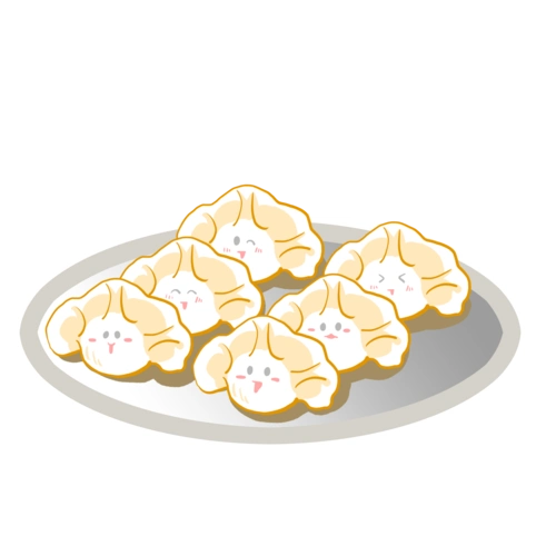 一盘可爱水饺插画图片