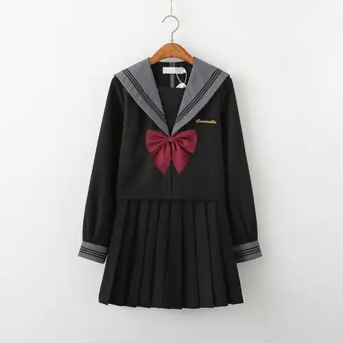 正统jk制服2019新款黑色水手服日系校服学院风不良少女中间服