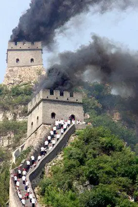 战场的浓烟简笔画长城烽火台简笔画烽火台简笔画颜色