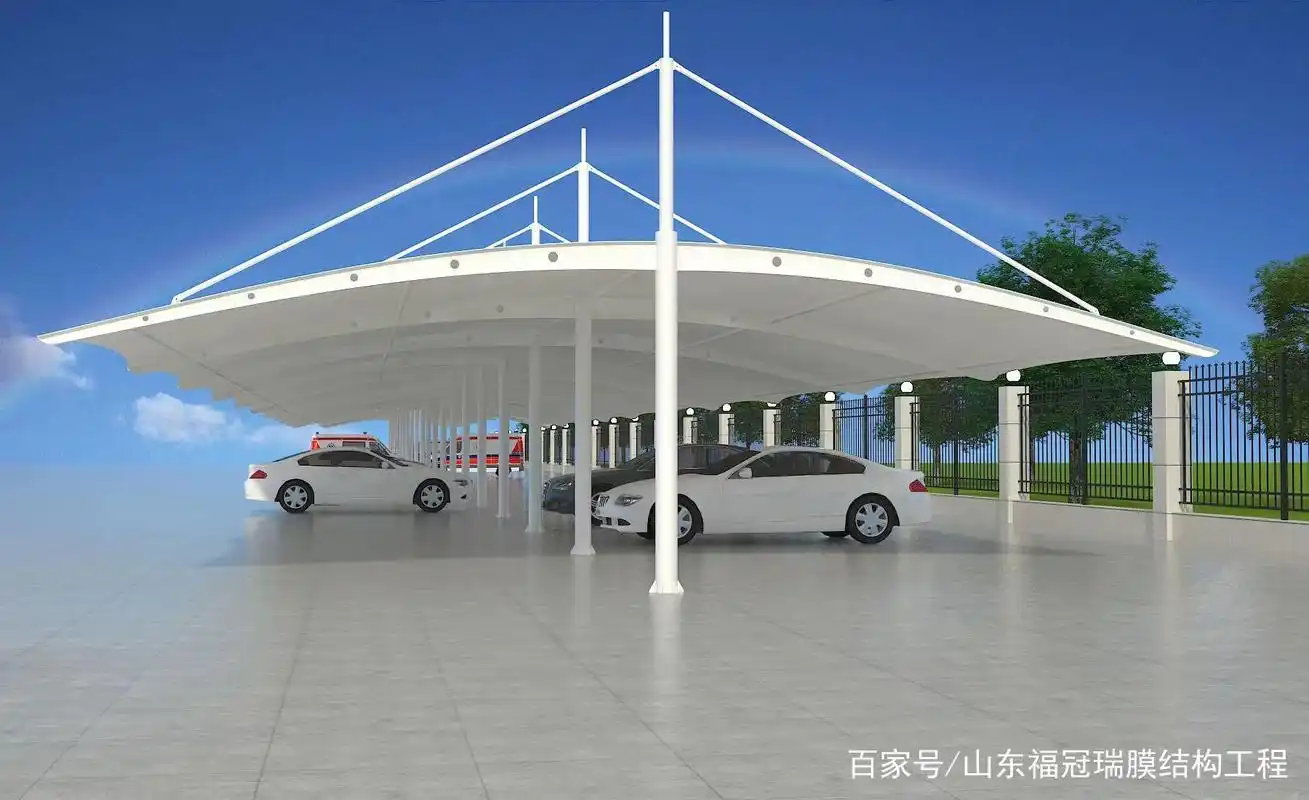 充电桩车棚,汽车遮阳棚,膜结构停车棚
