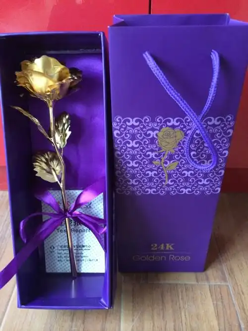 浙江金华黄金玫瑰花 24k金铂金玫瑰花 生日礼物 新创意摆件 一件代发