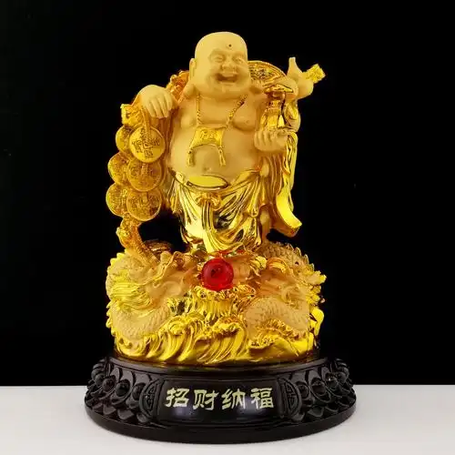 迪万思沙金弥勒佛摆件招财笑佛大肚佛供奉家用风水摆设树脂工艺品