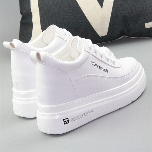 内增高女鞋8cm增高小白鞋女厚底皮面透气秋冬新款2024春秋款单鞋