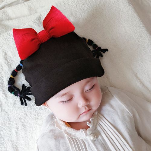 婴儿帽子春秋薄款女宝宝可爱超萌网红幼儿新生儿胎帽女童假发冬季