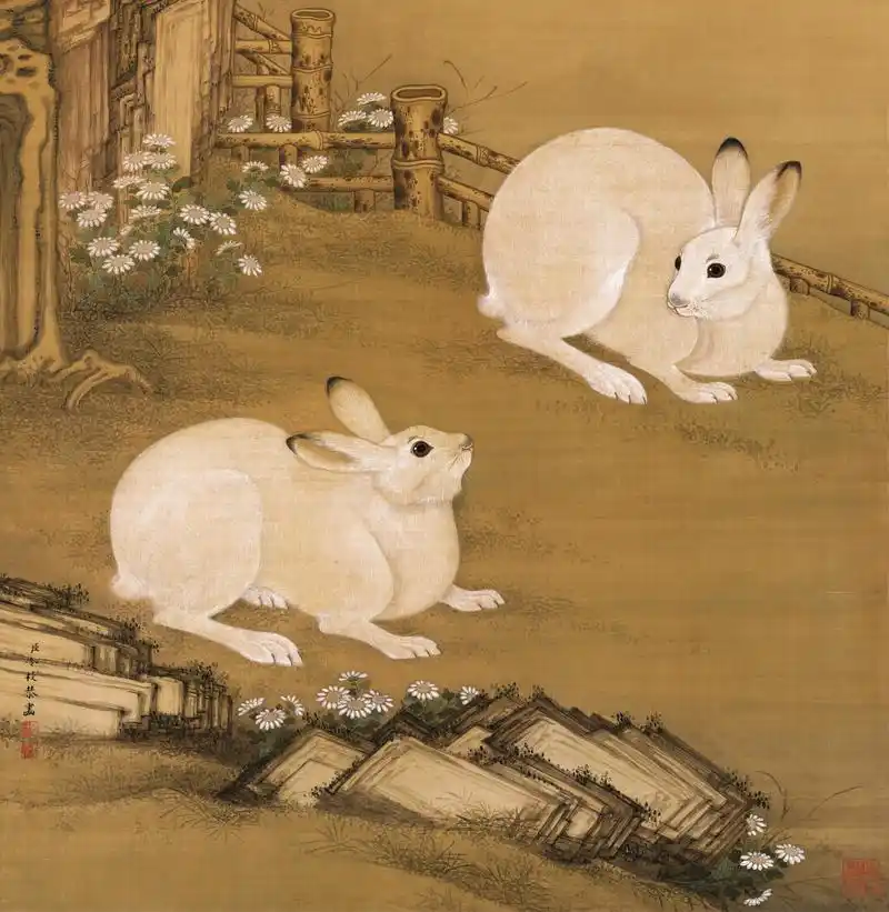 双兔傍地走,安能辨我是雄雌-梧桐双兔图      《梧桐双兔图》是中国