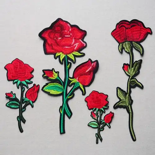手工修补装饰衣服补丁补贴玫瑰花diy贴花贴布布贴